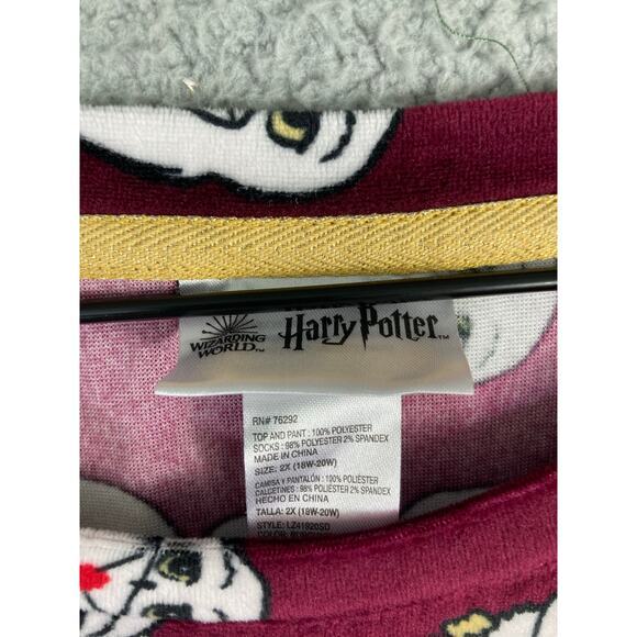 Harry Potter Hogwarts Hedwig Pajama Top 2X Burgundy Sleepwear - Picture 5 of 7